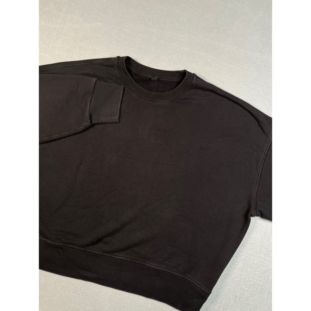 Uniqlo Crewneck Sweatshirt XL Black Oversized Boxy Cotton Poly ‎ Blend Vietnam